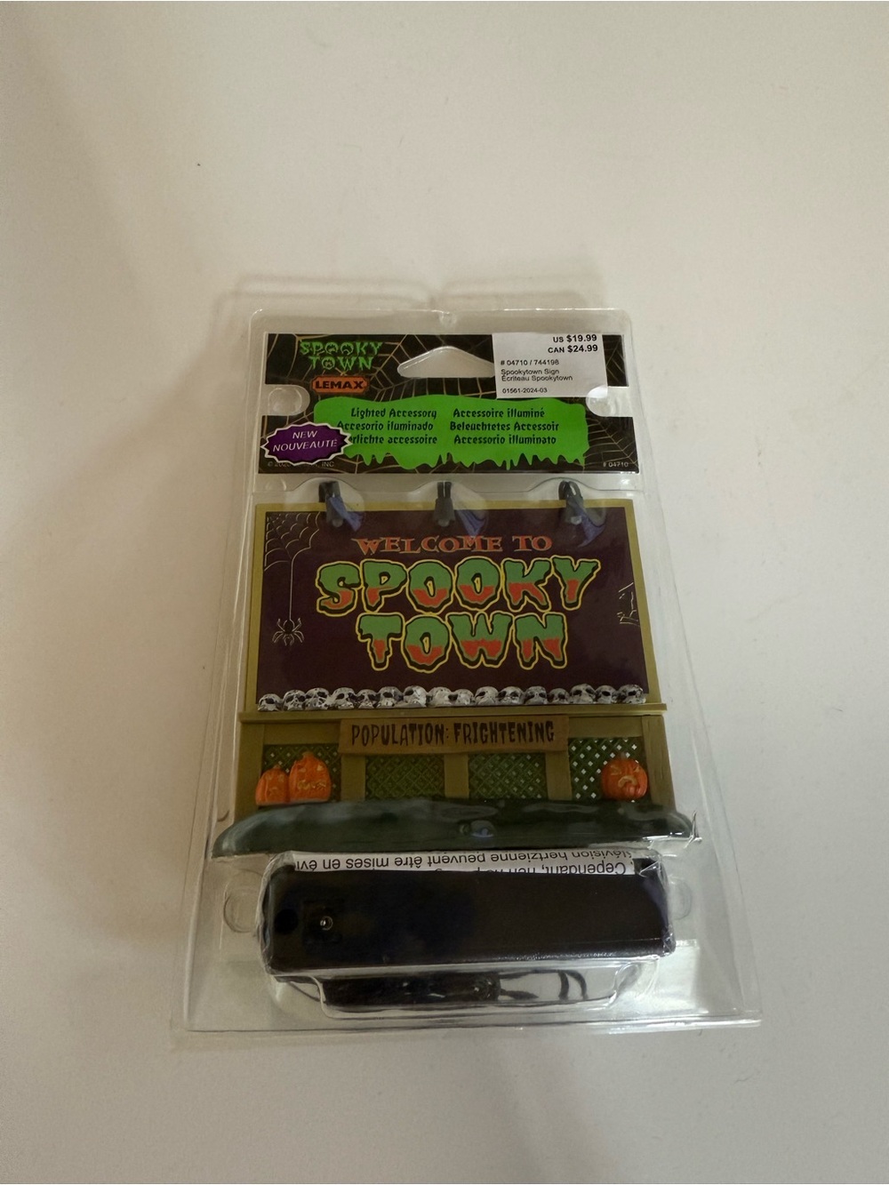 Lemax Spooky Town Hanging Sign - Purple, Green & Orange